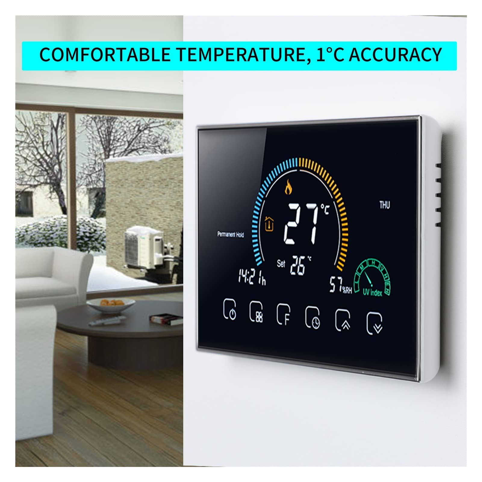 Czujnik termometru, RS485 & Modbus. Rtu. Inteligentne urządzenie centralne klimatyzator termostatowy regulator temperatury 3 prędkość wentylatora(C,4P AND Modbus)