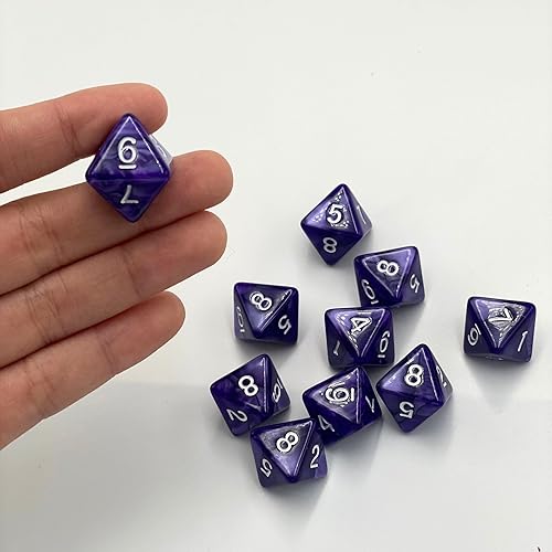 Miniatura 4 de Juego de dados poliédricos D8 de 10 piezas, dados de 8 caras con números, ideal para juegos de mesa, actividades en el aula, mesa de fiesta y