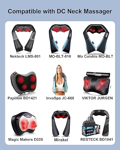 Miniatura 3 de Cargador masajeador Nekteck de 12 V, compatible con Nekteck LMS-801PapillonInvoSpaMo CuishleViktor Jurgen y otros hombros, 5.9 pies para cable de