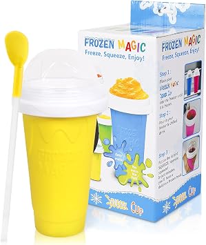 DIY Slushie Maker Cup - Quick Frozen Magic Cup, Double Layers Cool Slushee Maker For MilkShake, Juice, Ice Cream Make & More, Super Fun and Cool Stuff Present For Kids, Friends & Family - Yellow