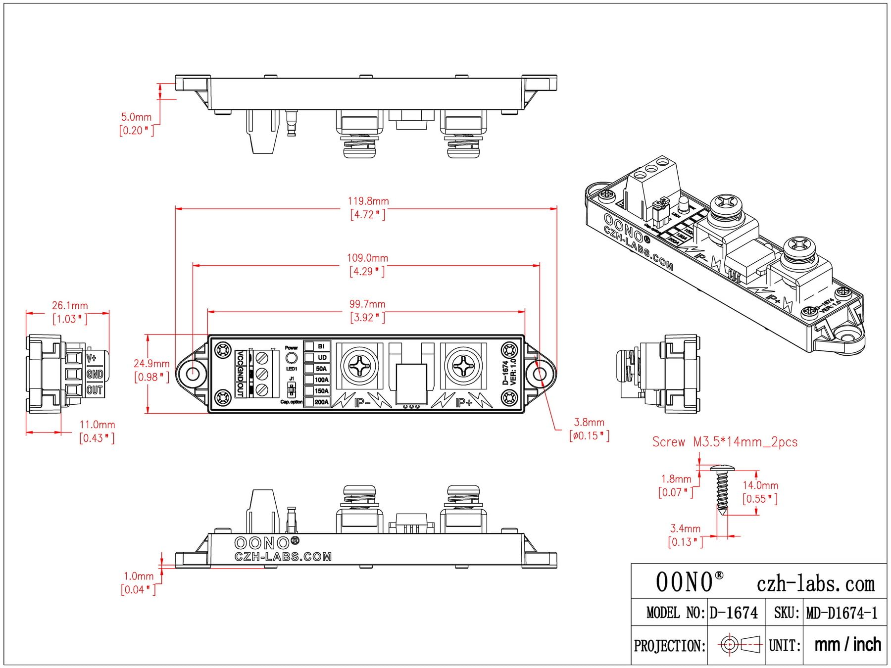 Snapklik.com : Bidirectional AC/DC +/-100 Amp Isolated Current Sensor ...