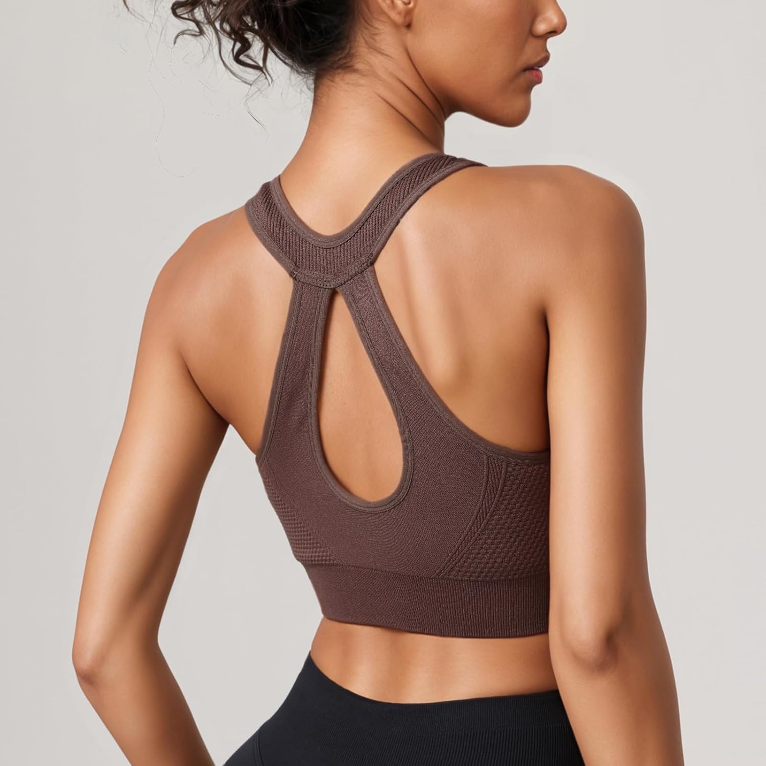 Racerback Padded Sports Bra for Women - Medium Support Zipper Front Workout Bra - Image 4