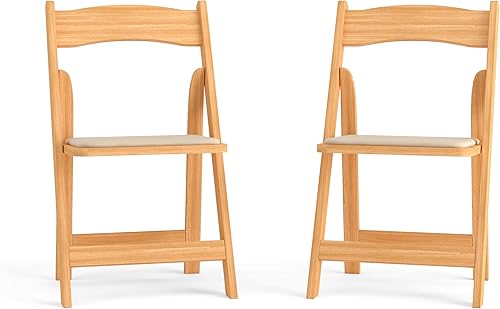 Miniatura 127 de HERCULES™ silla plegable de madera blanca, con asiento acolchado, Vinilo, Mahogany Mahogany,Negro -,Fruitwood,Natural,Blanco