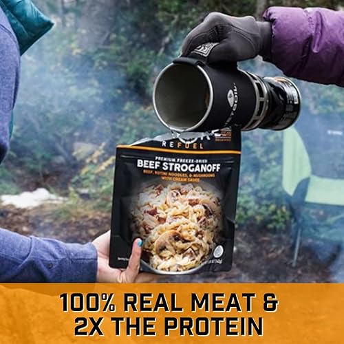 Miniatura 5 de Peak Refuel Stroganoff de ternera  Alimentos liofilizados para mochileros y campamentos  Sabor increíble  Alto en proteínas  Carne real  Comidas de