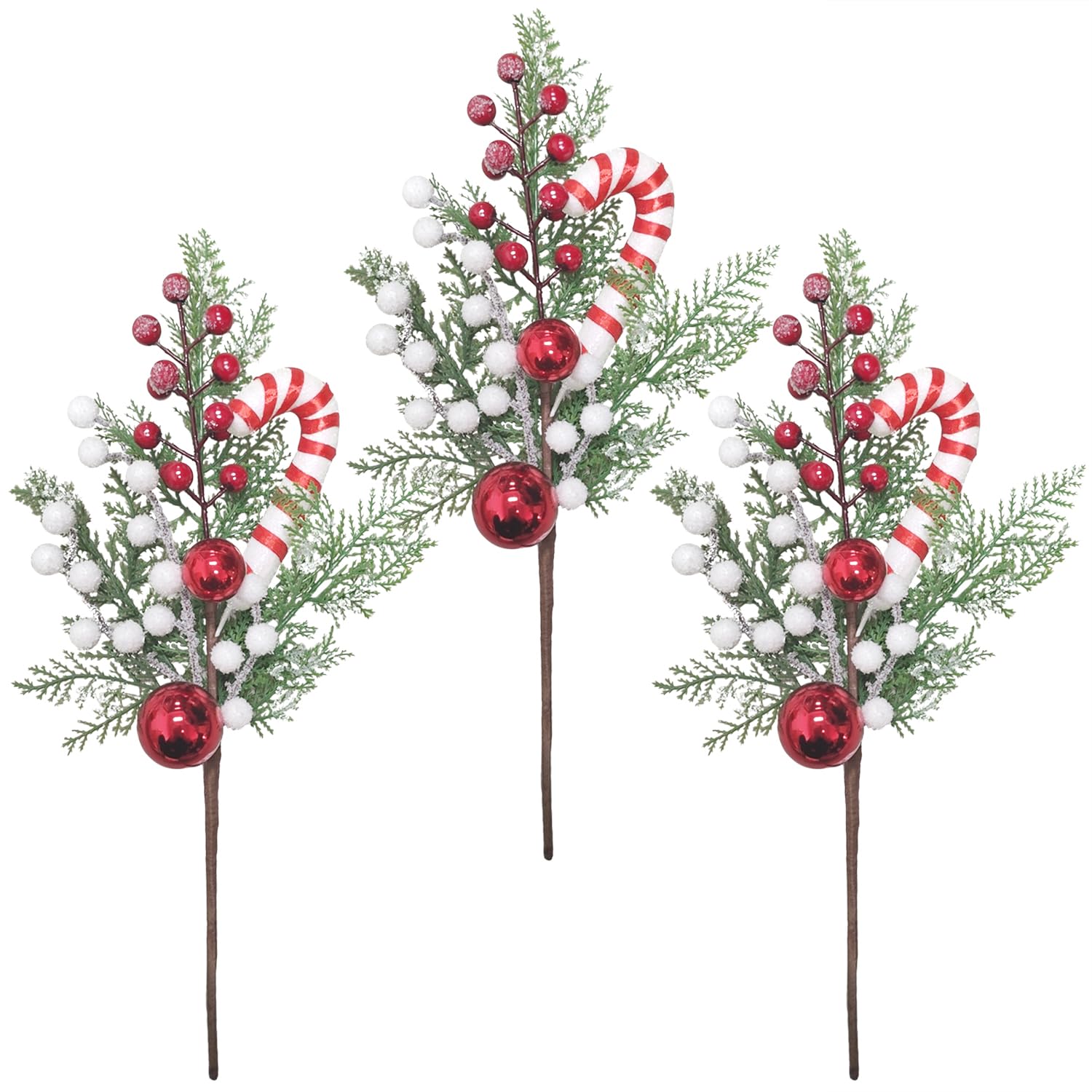 Kunjocy Christmas Pine Branches with Candy Cane