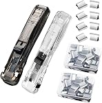 2 Pcs Handheld Reusable Creative Stapler Push Stapler Clips Paper Clamp Dispenser 40 Sheet Capacity with 100 Stainless Steel Refill Binder Clips for Office Document School Supplies