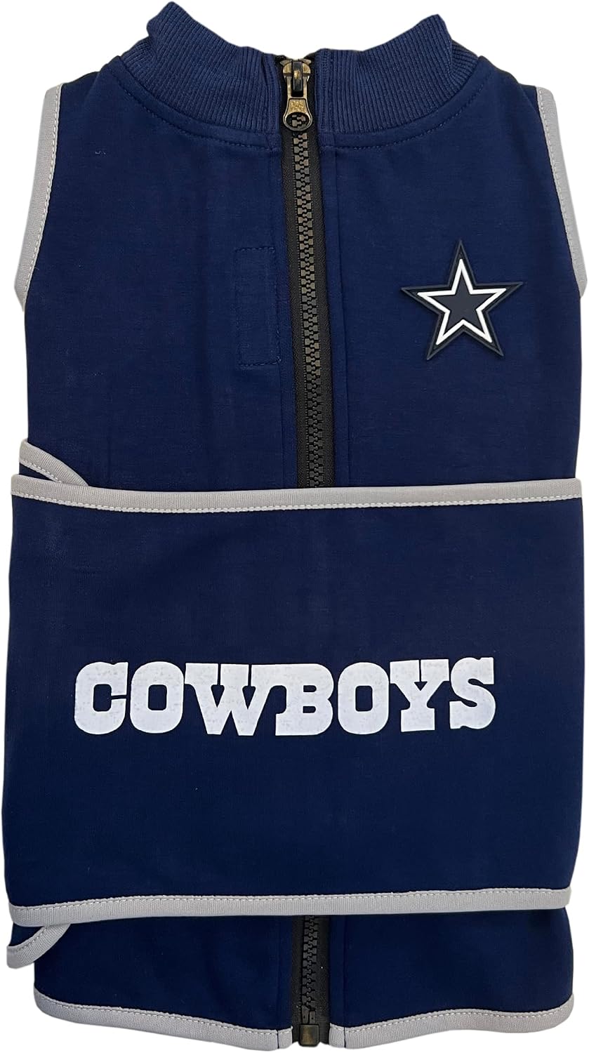 NFL Dallas Cowboys Dog Shirt Calming Soothing Solution Vest, for Dogs & Cats with Fears, Fireworks, Loud Noises, Dark, Lonely Keeps Dogs Calm & Feeling Safe, Relaxing Jacket, Large