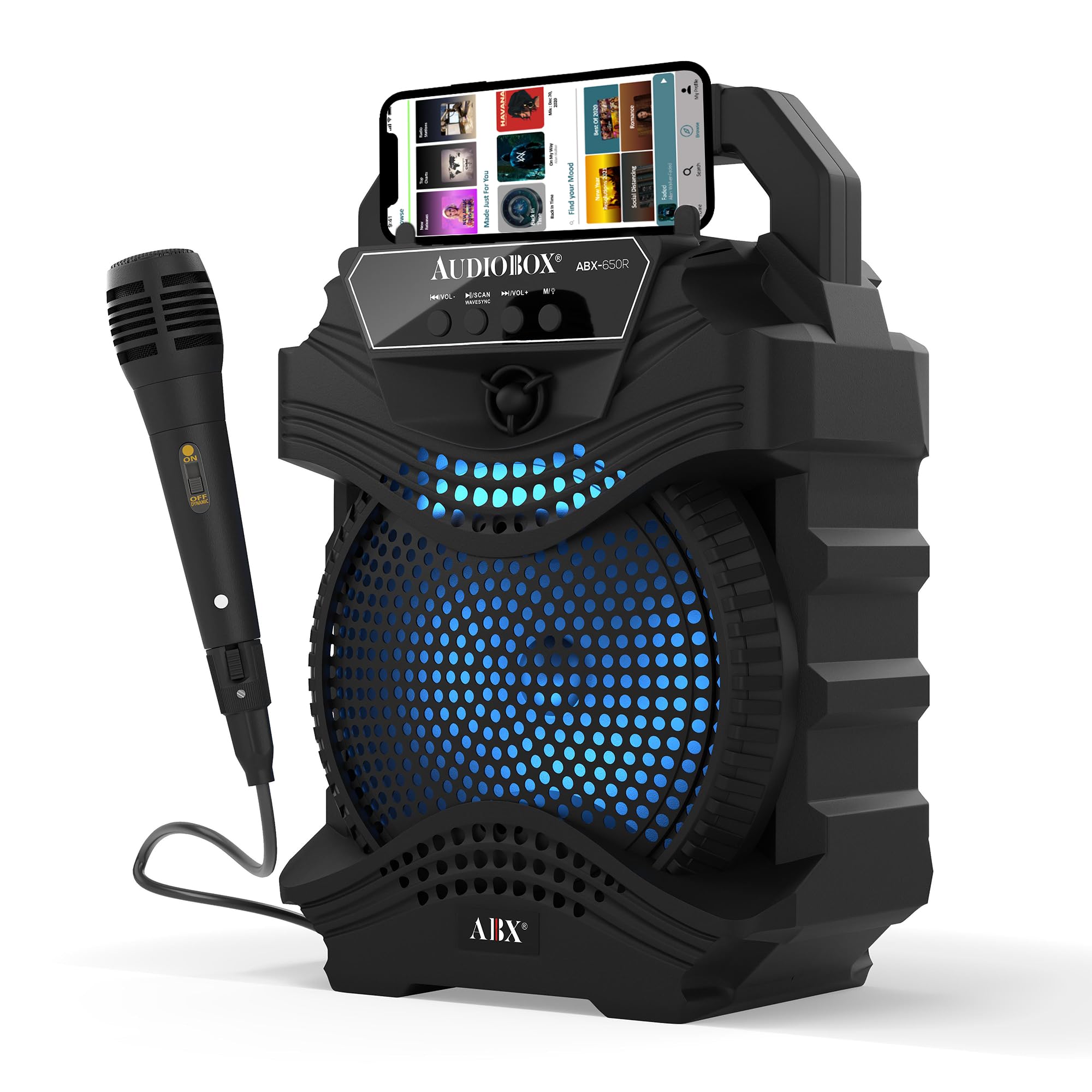 AudioBox Portable Karaoke Bluetooth Speaker, with Wired Microphone - Perfect for Kids Karaoke, Parties, and Outdoor Events