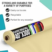 Vista 2 de Exquisito rollo de mantel de plástico en amarillo claro de Party Solids, 4 piezas, 40" X 300' de mantel de mesa, rollo de cubierta de plástico