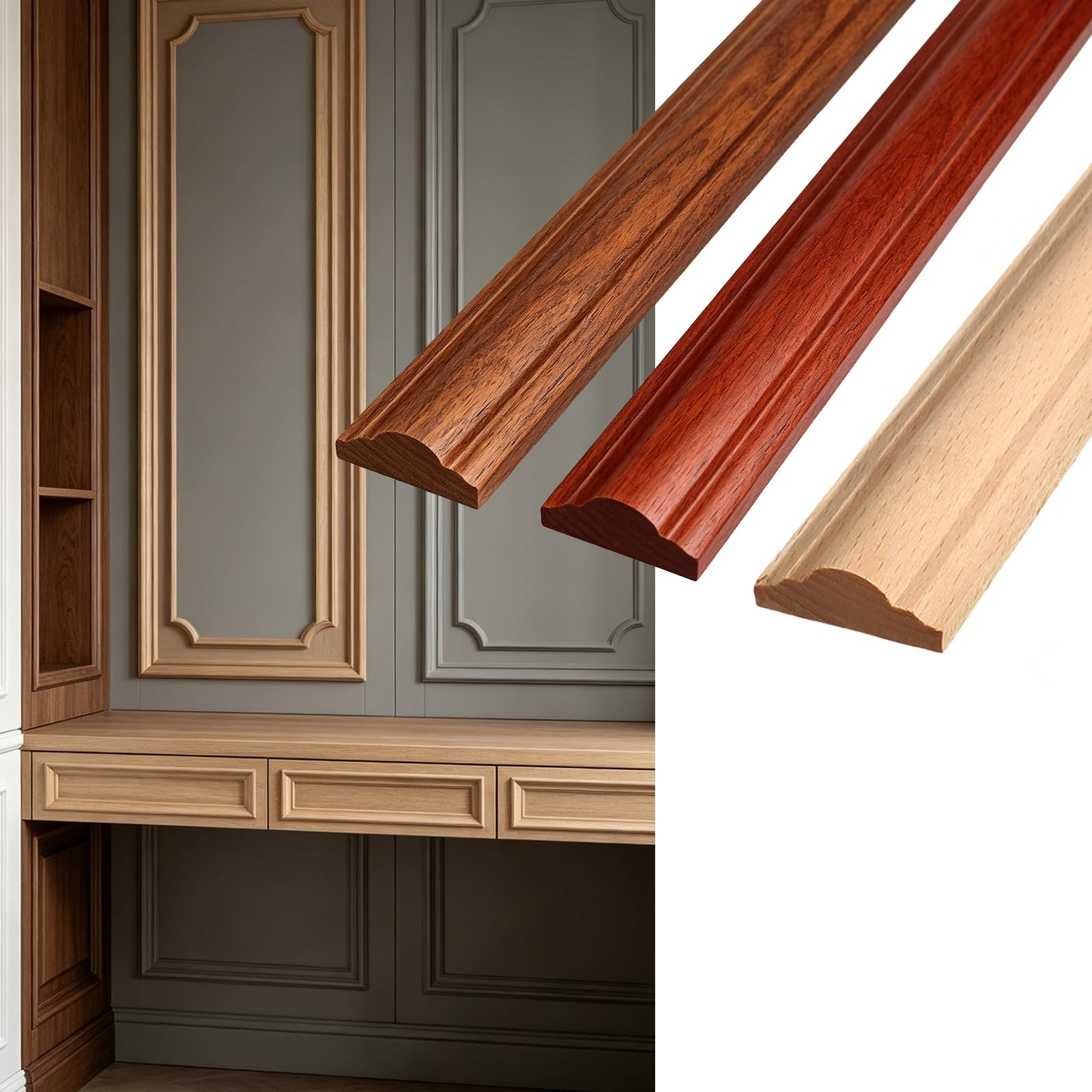 The Best Picture Frame Molding Kits in 2026 5 Nsrisml 12 Pcs Unfinished 3D Decorative Wood Trim Molding 15.75 Inch Decorative - product photo