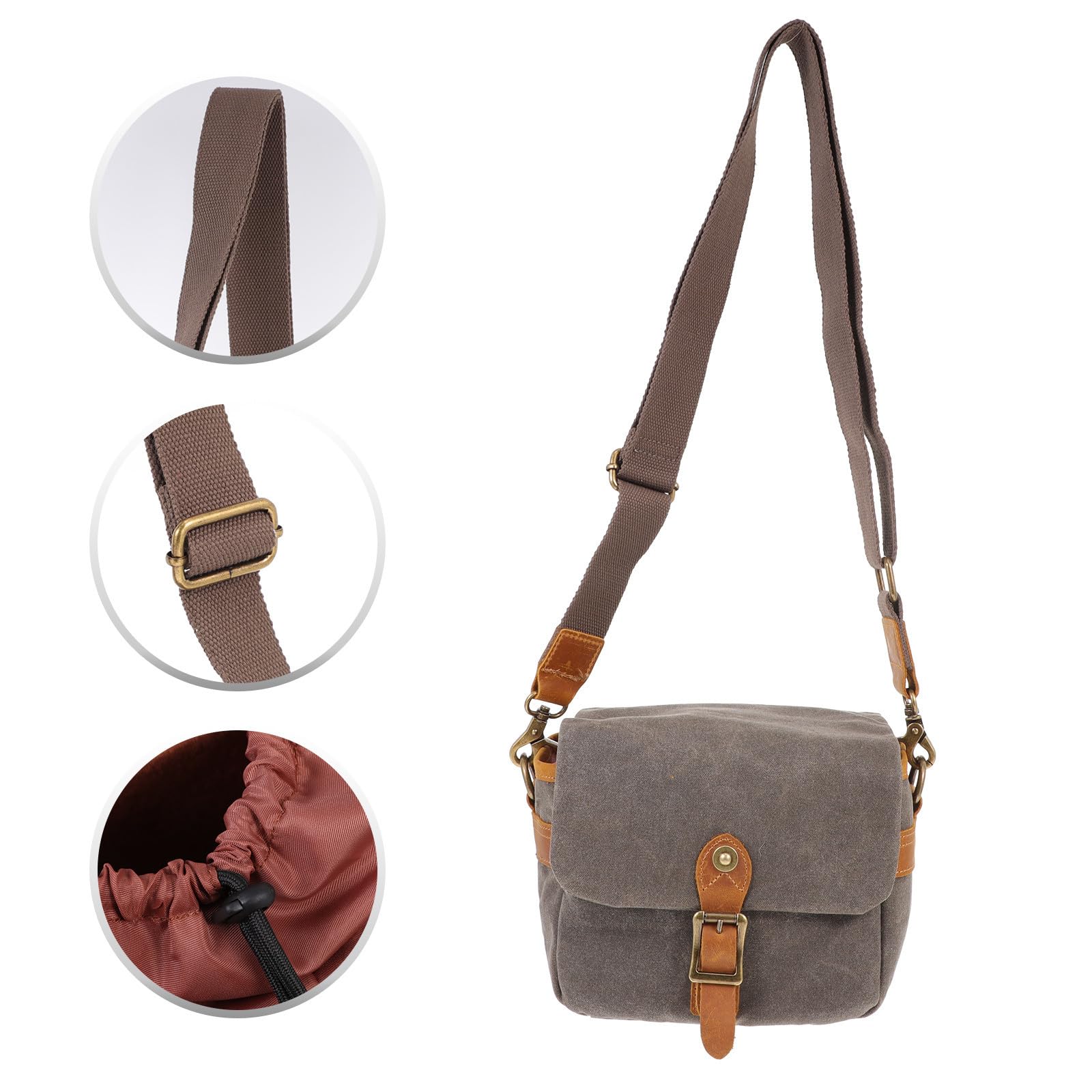 Borsa per Fotocamera Reflex in Canvas Verde Tracolla Regolabile