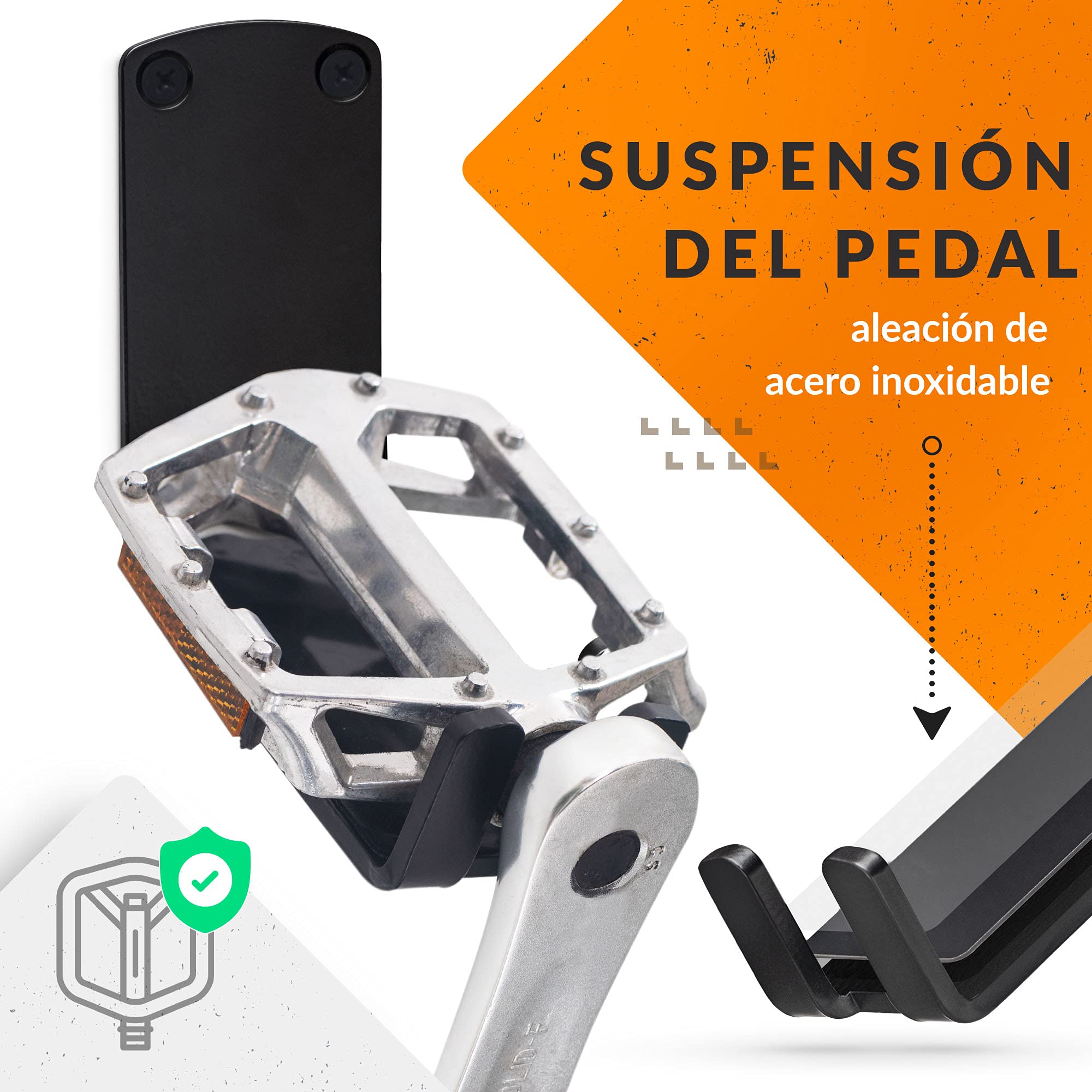 Upgrade4cars Soporte Bicicletas Pared Pedal | Colgador Bici Horizontal Negro | Soportes para Colgador Bicicleta | Accesorios Bicis