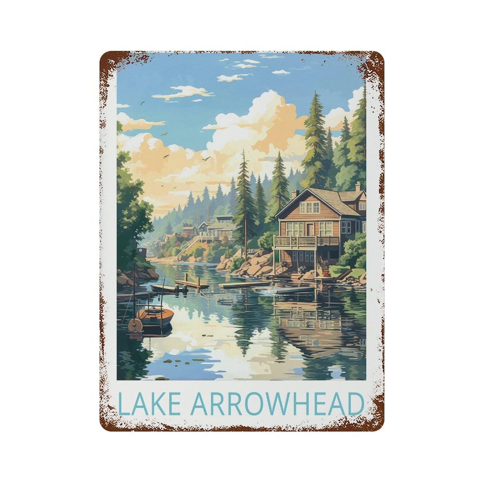 xiaoxiaoshen Lake Arrowhead Travel California City Gifts (2) Wall Decor Art Metal Tin Poster Modern Home Decor Art Home Bar Shop Decorations Vintage Sign 40x30cm