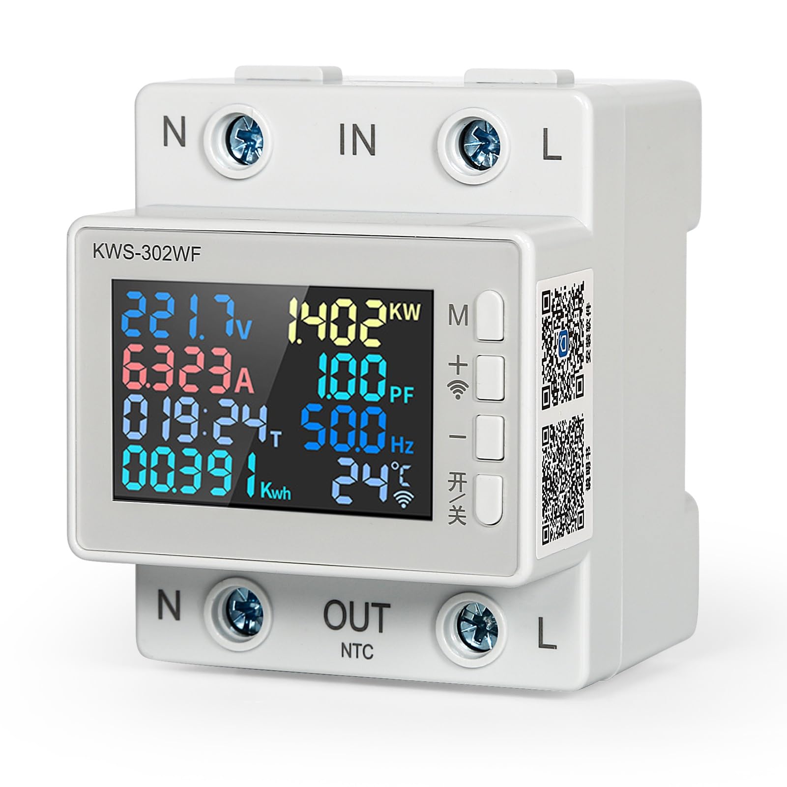 Contatore Energia Elettrica WiFi DEWIN - 63A 230V Con Protezione Sovratensione