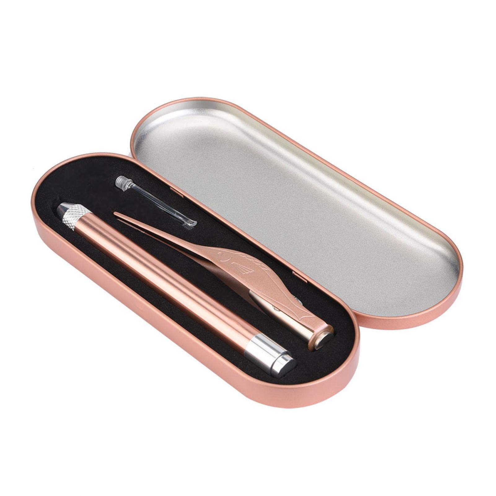 Bambino Cerume Rimozione Impostato Acciaio Inossidabile Luminoso Tweezer Earpick Sicuro Morbido Orecchio Scegliere Cera Addetto Pulizie Scatola per Bambino Pulizia Dell'orecchio(Rose Golden)