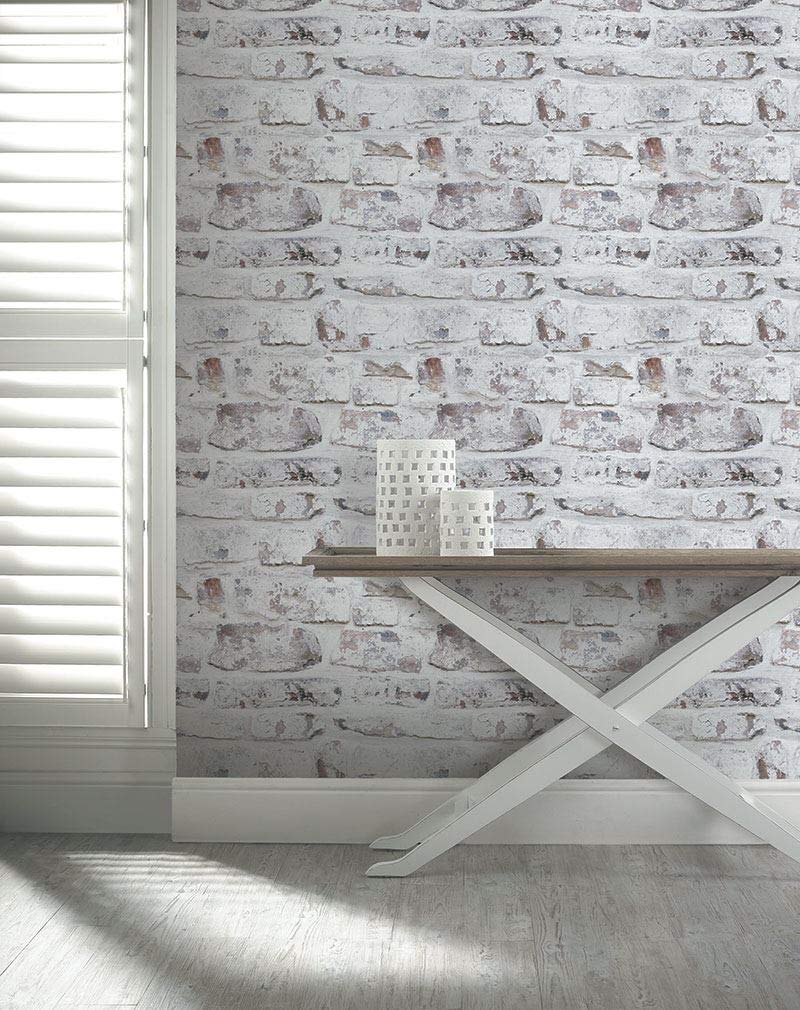 Whitewashed Painted Brick Wallpaper Distressed Weathered Old Industrial Urban from YöL