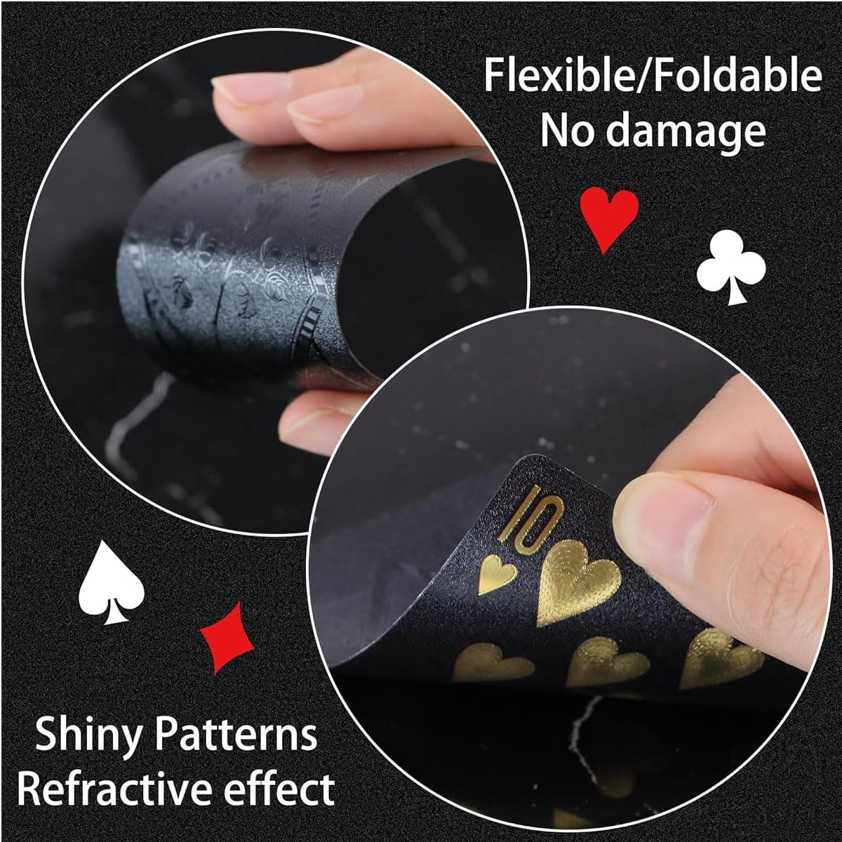 Professional Waterproof Plastic Black Playing Cards Easy to Shuffle Durable Deck of Cards for Poker, Blackjack, Card Games, and Magic Tricks (Classic Black)