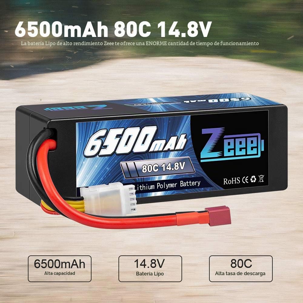 Zeee 4S Lipo 14.8V 80C 6500mAh RC Batería Hardcase con Conector T