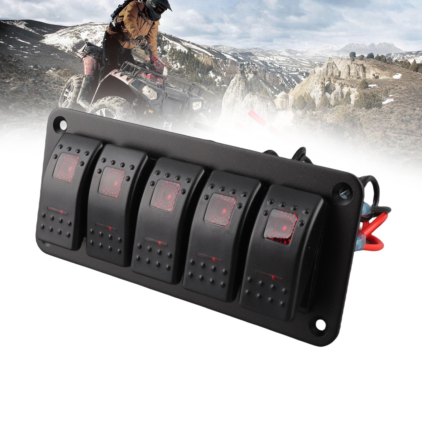 KAOLALI 3 Gang Tuimelschakelaarpaneel, IP65 Waterdicht 12V/24V LED AAN/UIT Schakelpaneel met Voltmeter 4.8A PD Opladen Port & QC3.0, Geschikt voor Auto RV Marine Boot Voertuigen