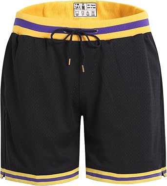Mens Mesh Basketball Shorts with Zip Pockets and Liner 7" Inseam