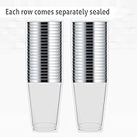 Vista 2 de Vasos de plástico plateados de 14 onzas, paquete de (30) vasos de plástico transparente desechables Vasos de borde plateado Vasos de plástico duro