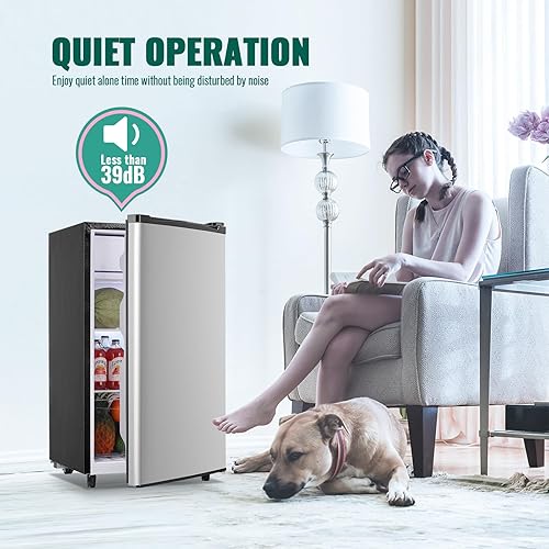 Miniatura 7 de WANAI Refrigerador de 3.2 pies cúbicos de una sola puerta con congelador, refrigerador con 5 temperaturas ajustables, luces LED, estantes de