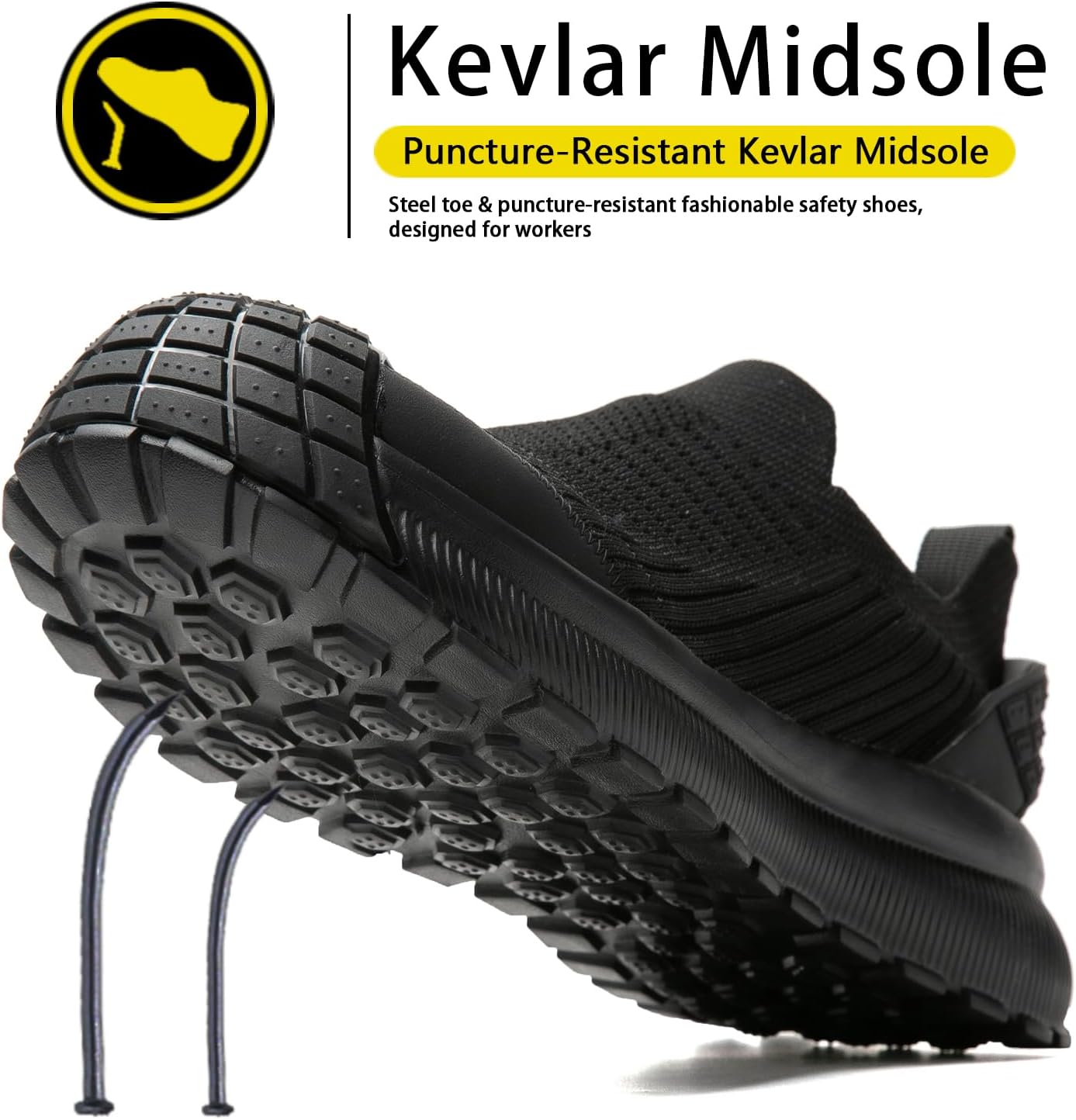 Steel Toe Work Shoes for Men Women Slip on Sneakers Work Safety Shoes Comfortable Lightweight Industrial Construction Sneakers