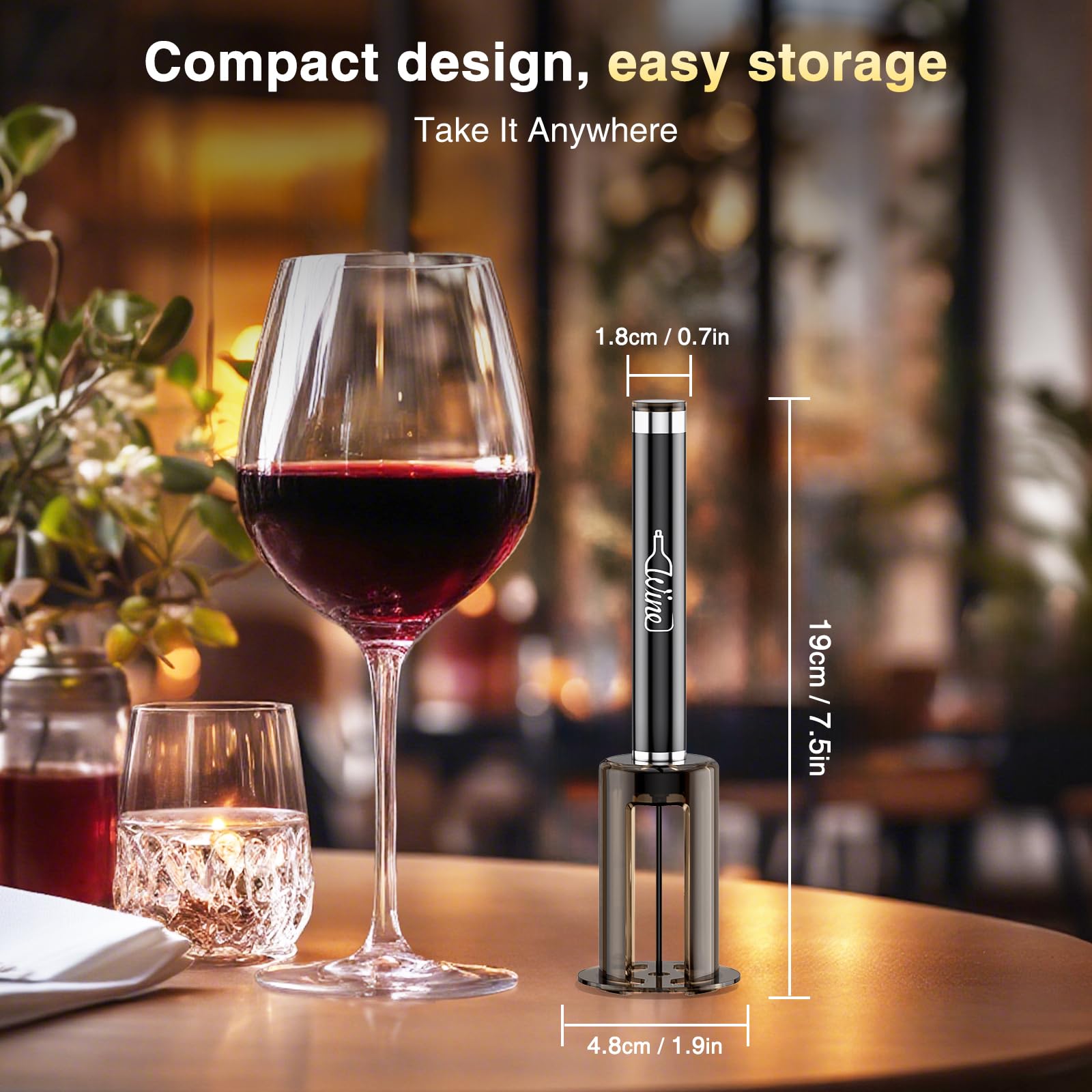 Quntis Cavatappi per Vino, Apribottiglie Vino di Pompa Pressione Aria Cavatappi Portatile Inox, con cappuccio protettivo Regali Natale Uomini Donne Accessori Vino per Feste Vacanze Casa Cucina