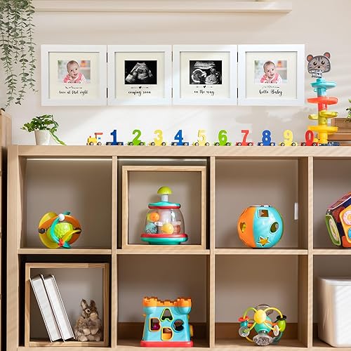 Miniatura 3 de Sonogram - Marco de fotos cuádruple para ultrasonido, 4 marcos de fotos plegables para recuerdos de embarazo, para anuncios de embarazo, primera vez