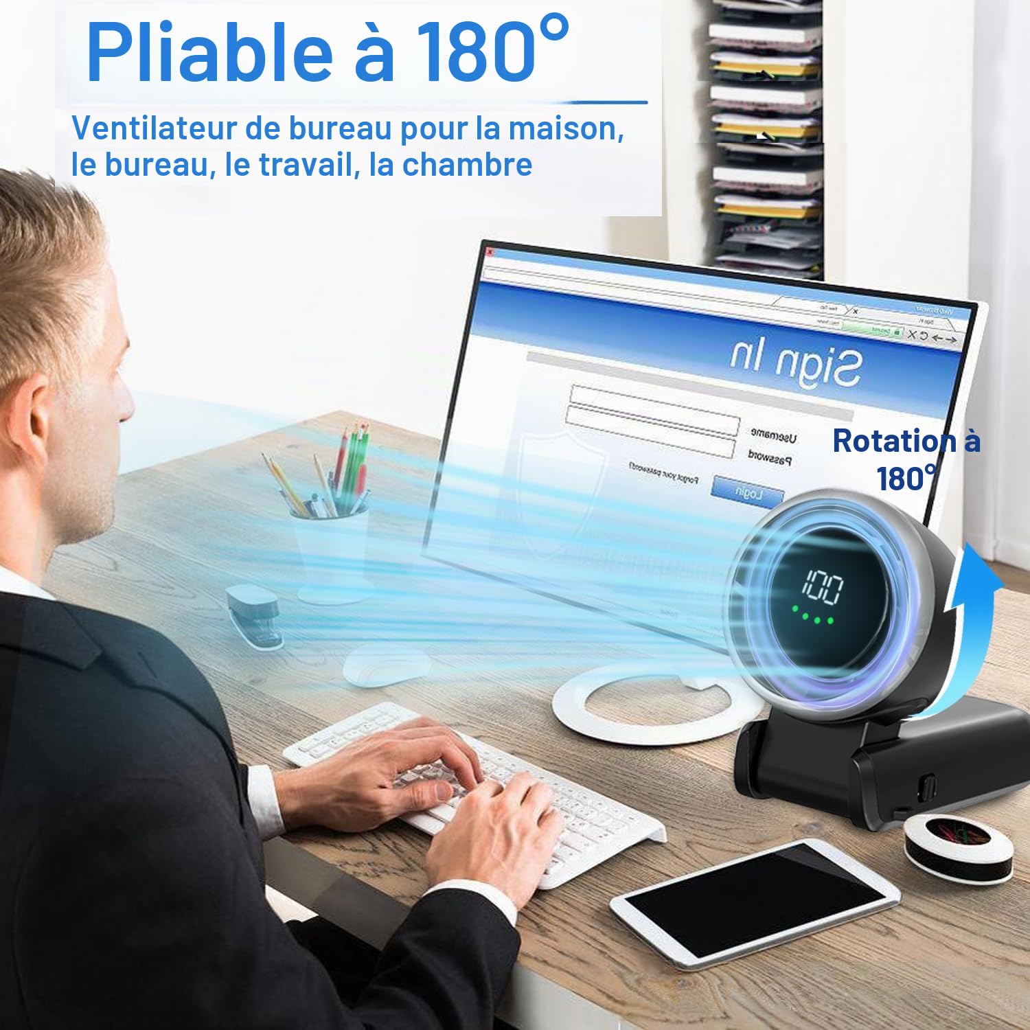 Ventilateur Turbo Portable à Main,13550 tr/min Refroidissement Instantané,Réglable en Vitesse(de 1 à 100),Recharge USB Rapide 2H,Jusqu'à 12h,Affichage Numérique,pour Extérieur,Voyage,Travail- Noir