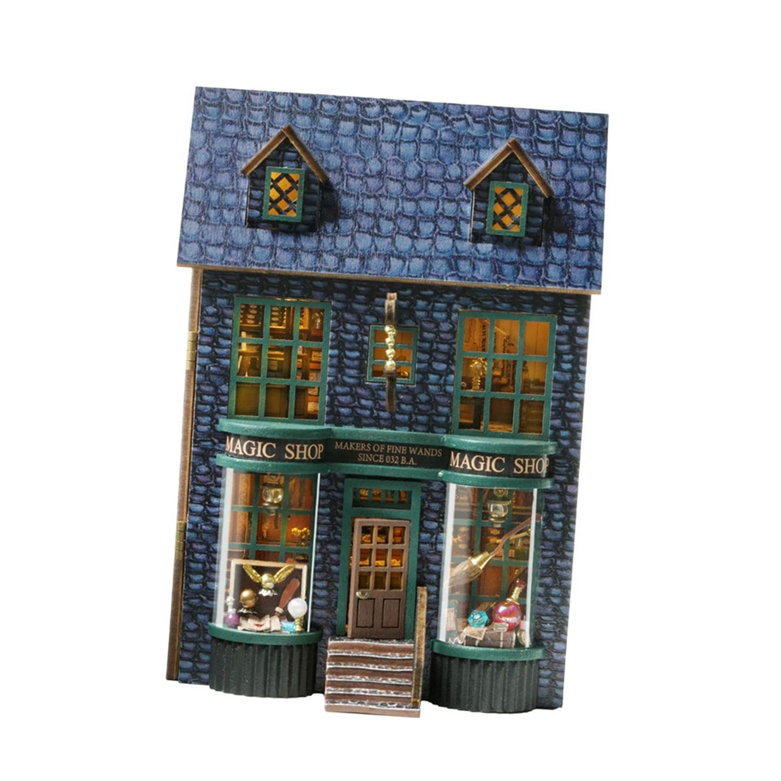 Casa delle Bambole Miniatura Fai da in Legno Kit da Costruzione Modello Artigianale con Mobili Luce LED Adatta per Collezione, Negozio