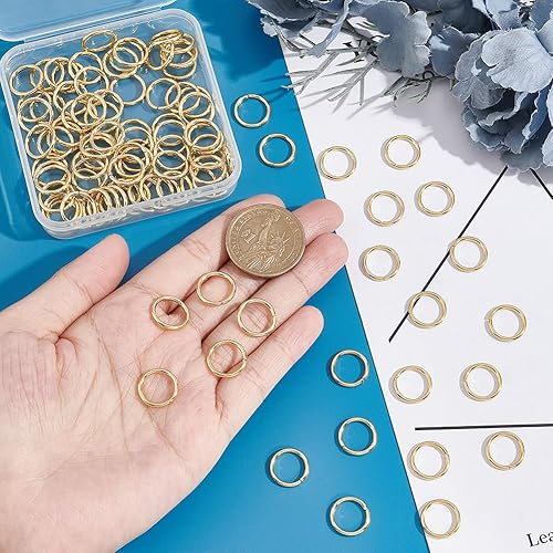 Miniatura 3 de UNICRAFTALE 100 anillos de salto abiertos de acero inoxidable 304 de 0.512 in, anillos redondos dorados para hacer joyas, manualidades, aretes,