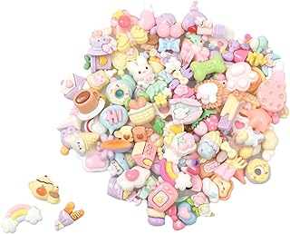 MYmama 手芸用 デコ素材 デコパーツ ミニアソートセット 小さめサイズ 100個入 封入パーツ レジン作品用 クラフト 手芸用品 (パステル)