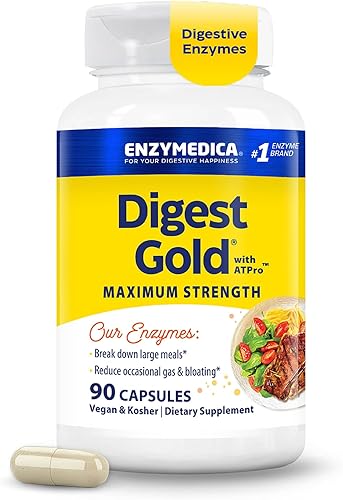 Enzymedica - Digest Gold + ATPro - Enzimas de máxima potencia para la salud digestiva, descompone carbohidratos, grasas, fibra y proteínas con