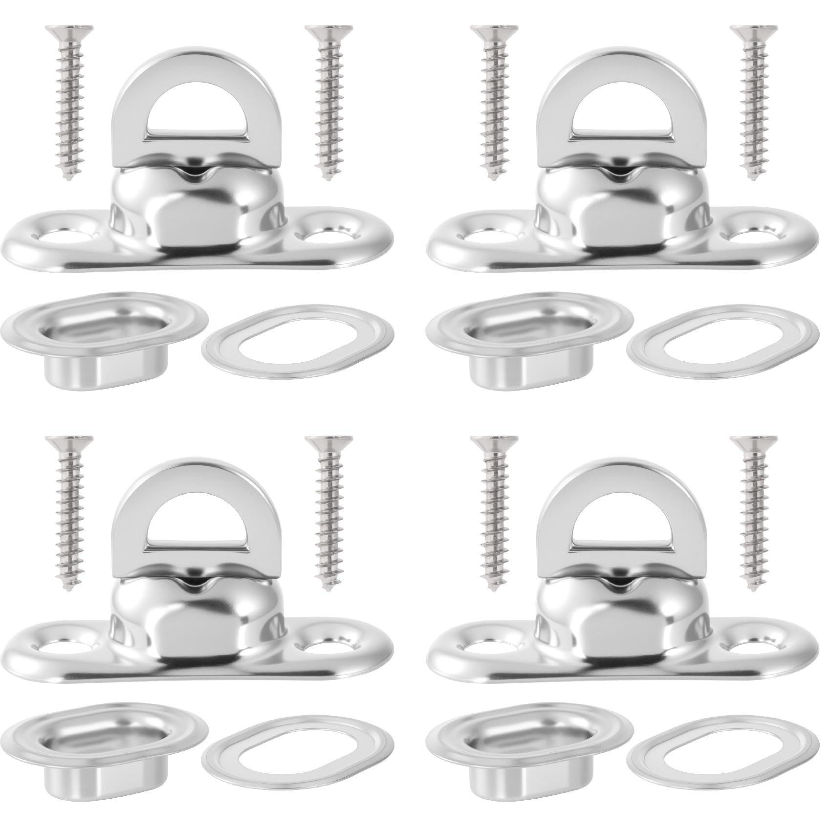 Incinkod 4 Set Twist Lock Fasteners, Rustproof Turn Button Eyelet & Stud & Mounting Screws, Zinc Alloy Canvas Quarter Turn Fasteners for Boats (Silver, Style2)