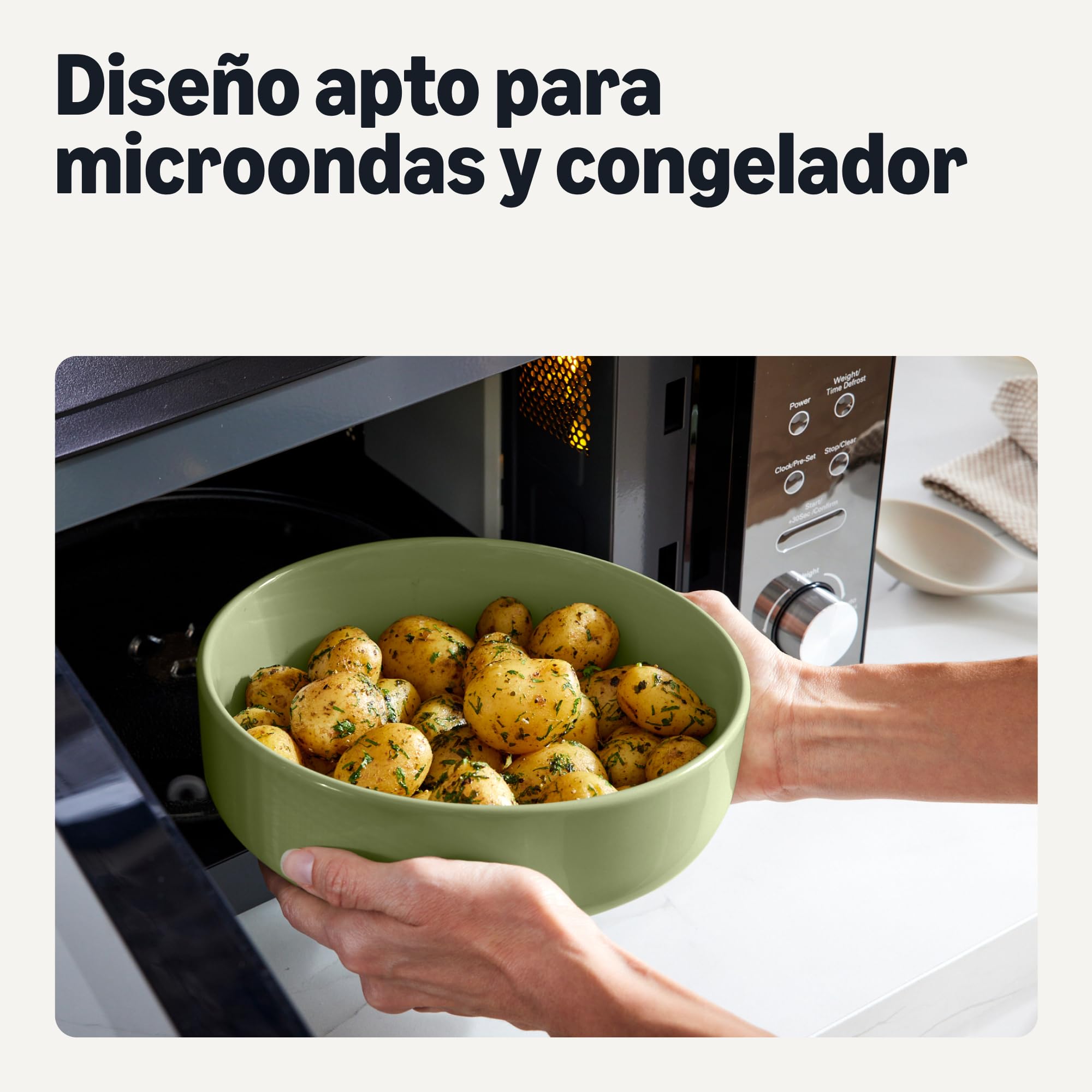Amazon Basics Cuencos para Servir de Gres Esmaltado, Juego de 3 Piezas, Aptos para Lavavajillas, Oliva
