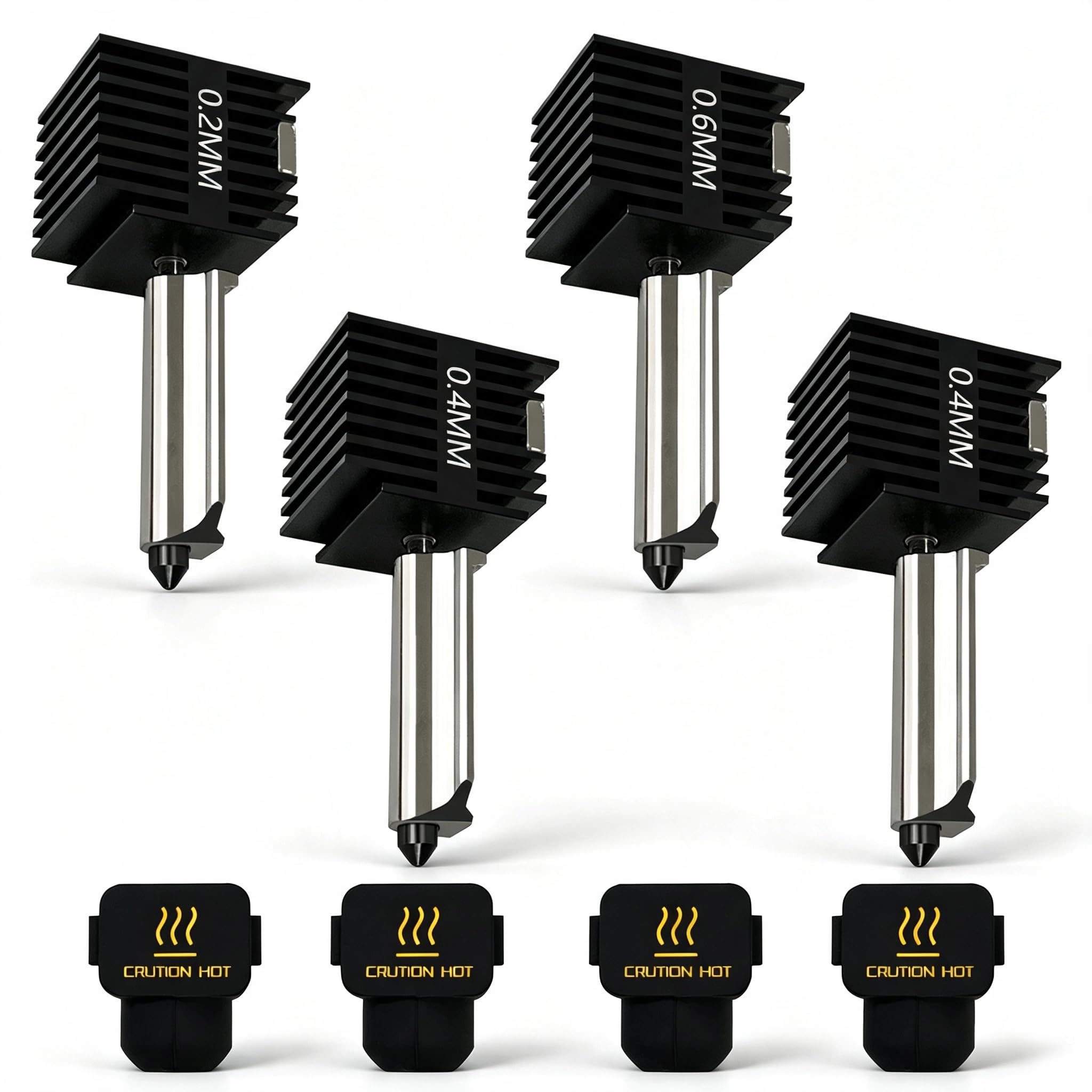 HzdaDeve 4 Pack 0.2MM 0.4MM 0.6MM A1 Mini/A1 Hotend Print Head Hot End Kit Extruder Upgrade High-Temperature Hardened Steel Nozzle Silicone Cover Replacement with for Bambu Lab 3D Printer Accessories-picture-19
