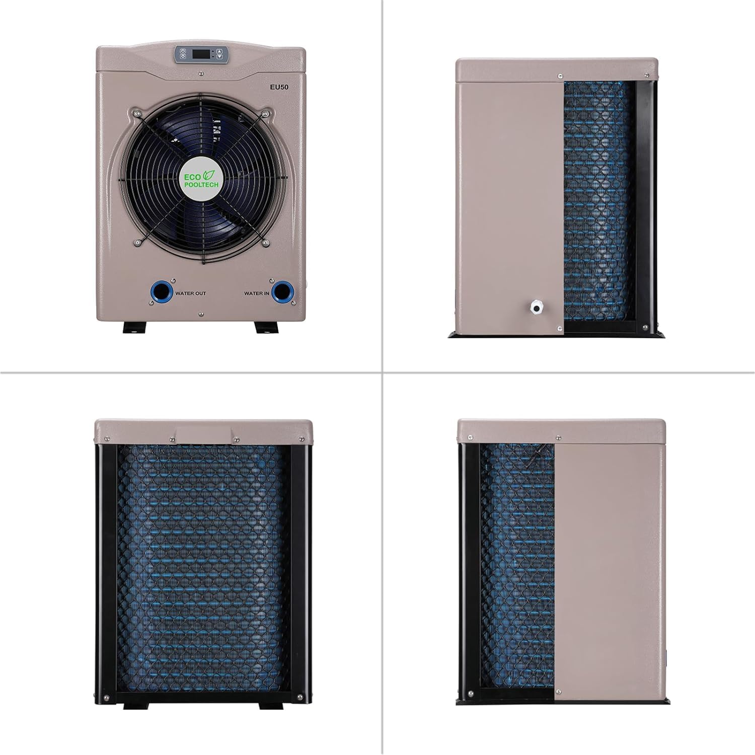 Max 16184BTU Above Ground Pool Heater, Up to 5000gallons Swimming Pool Heat Pumps, Fits 8/11/15 Foot Pools, Titanium Heat Exchanger, 5.62 COP, 110V/120V, EU50