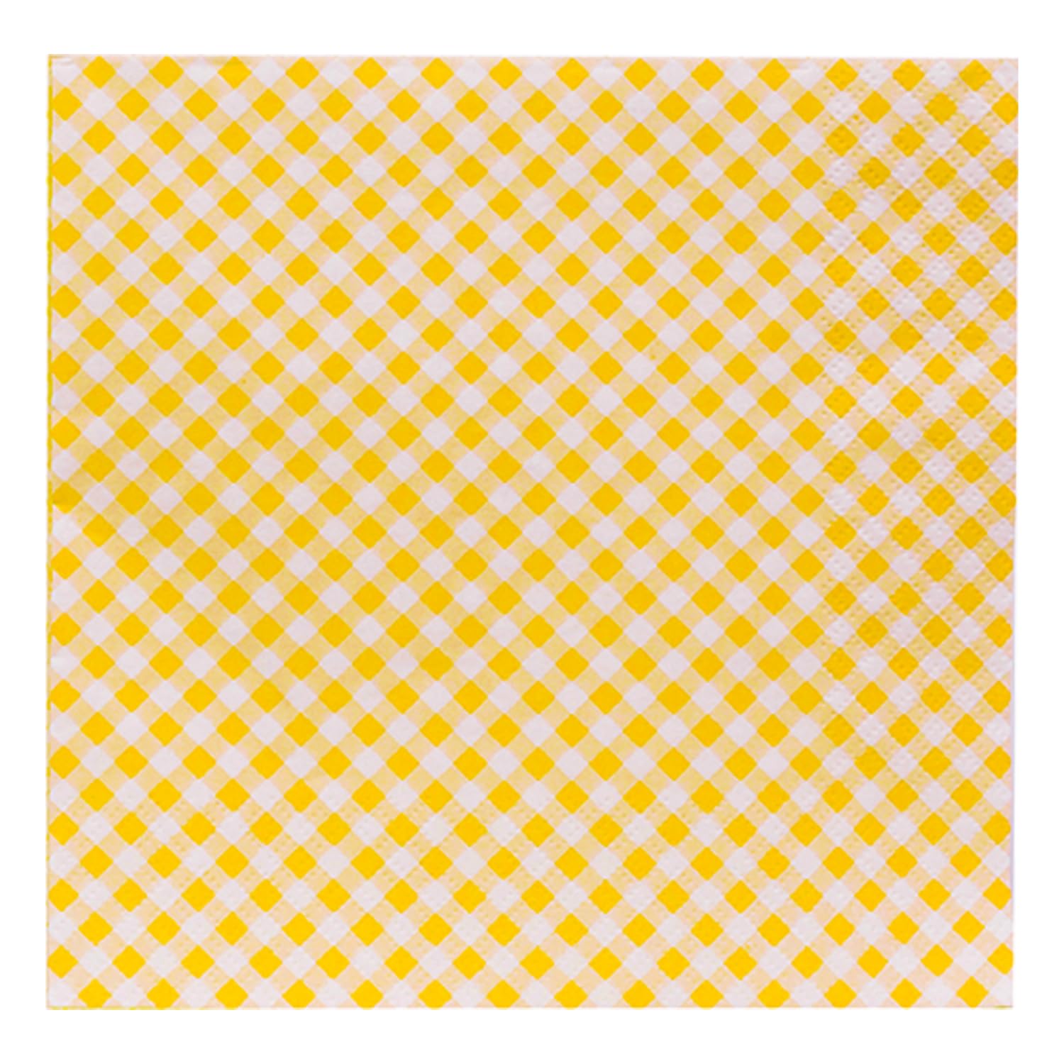 Talking Tables 16x Yellow Checkered Napkins Gingham Serviettes – Disposable Tableware Perfect for Picnics, BBQs, and Summer Garden Parties - Festive Outdoor Gatherings, Christmas