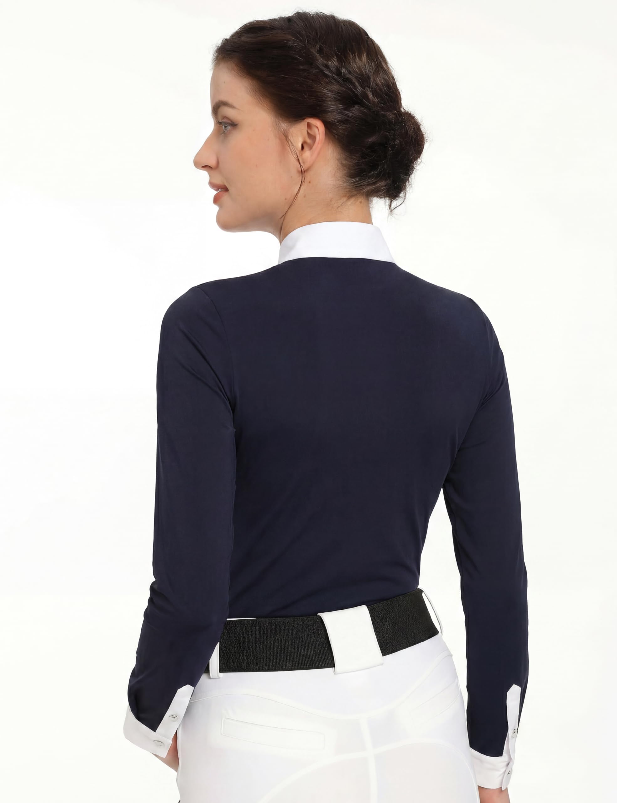 Harrison Howard Chemise d'équitation plissée à manches longues avec broderie