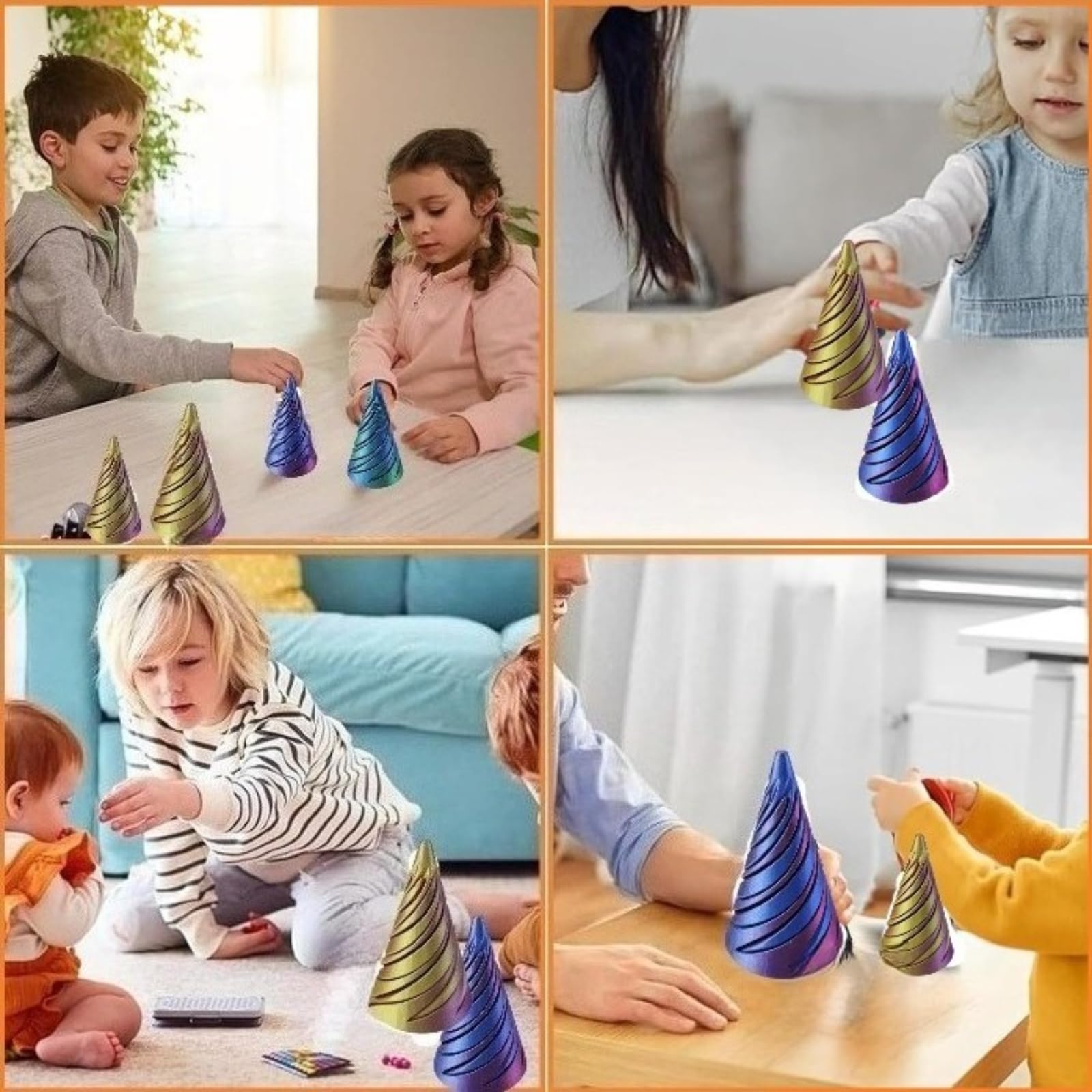 3pcs cone pyramid 3D printed decompression toys three dimensional structure fingertip toy push push two color splicing mini pressure reducing desktop decoration Impossible Pyramid Home Office Gifts - Image 4