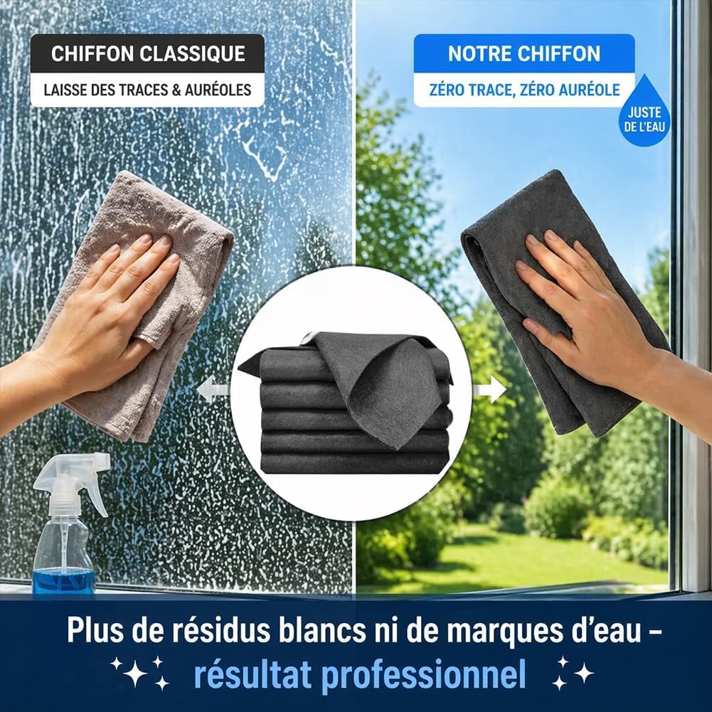 JXpxbao Maisolya Lavette Microfibre Zéro Trace–Chiffon Magique Épaissi Super Absorbant,30 * 40cm pour vitres de Voiture, Maison, Cuisine. (Noir,20PCS)