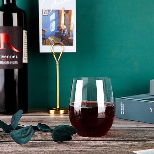 Miniatura 4 de SUT Copas de vino desechables sin tallo transparentes, tazas irrompibles de 12 oz, 32 unidades, a prueba de roturas, reciclables, copas de vino de