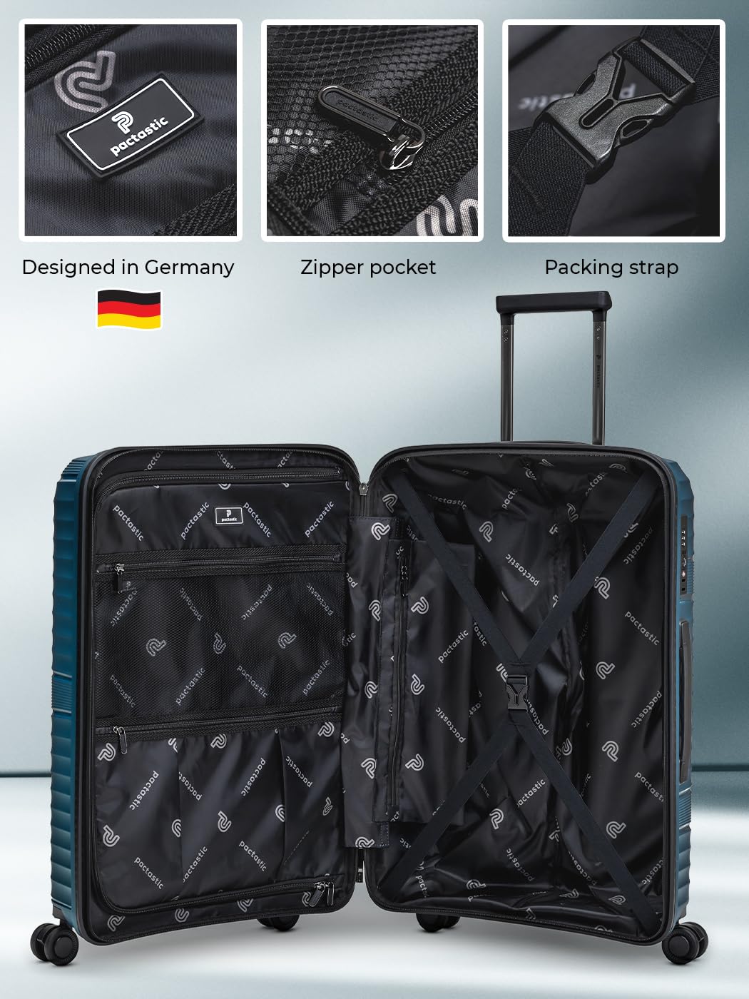 Pactastic Ultraleicht Hartschalen Check-in Koffer | Mittelgroßer Trolley | 45 x 25 x 67 cm | 62 Liter | Polypropylen & TSA | nur 3,08 Kg Collection 02