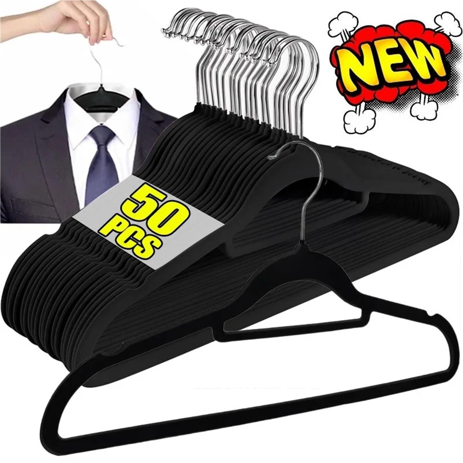 KleiderbüGel Samt rutschfeste Beflockte Kleiderbügel, Platzsparender, Robuster for Die Aufbewahrung Von Hosen, Mänteln Und Schränken(10PCS)