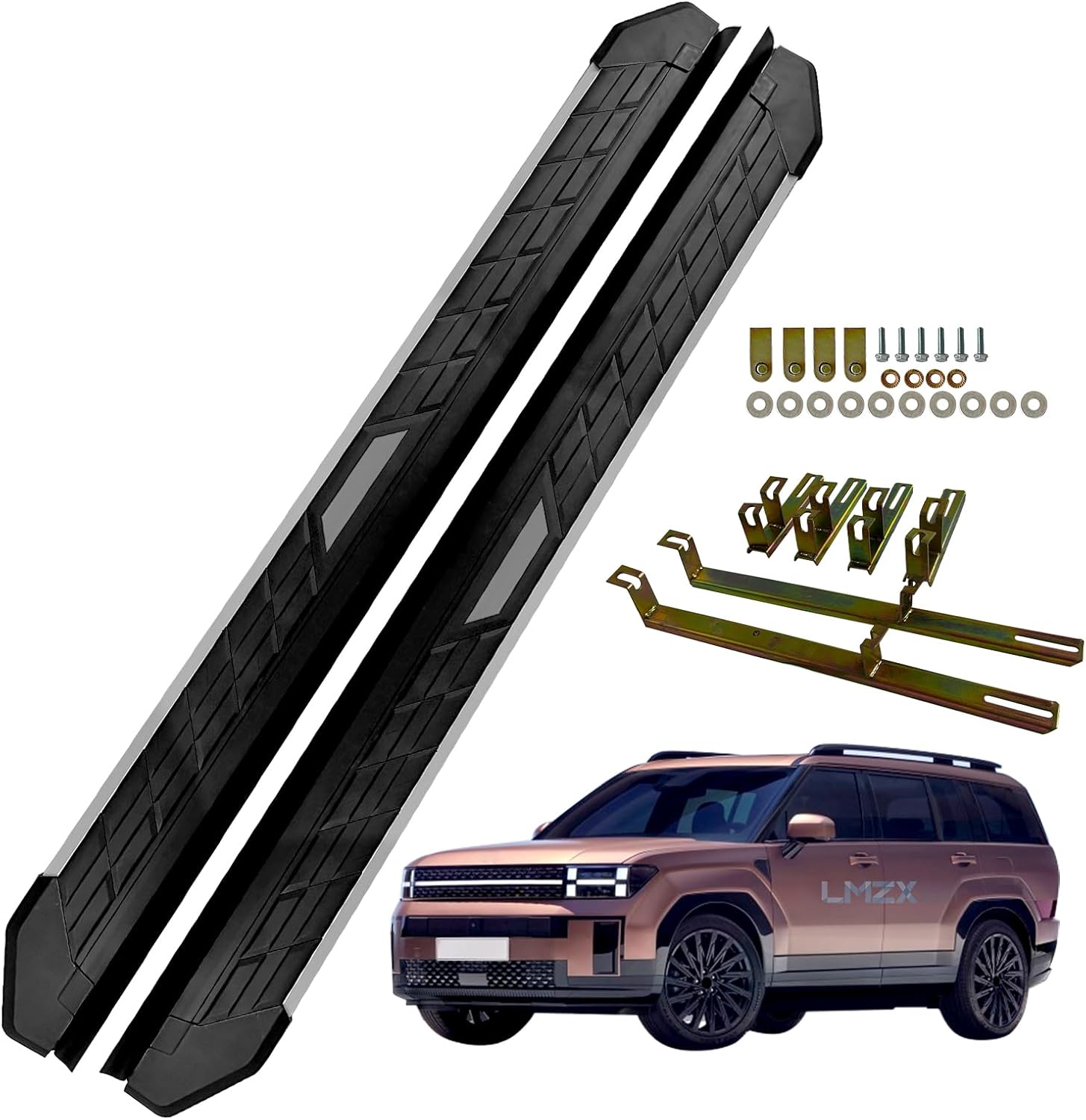 Running Boards Side Pedal Compatible with Hyundai Santa Fe 2024 2025 4 Door Side Steps with Brackets,2PCS Right and Left Side Step Rail Removable Nerf Bars for Hyundai Santa Fe 2024 2025 4 Door