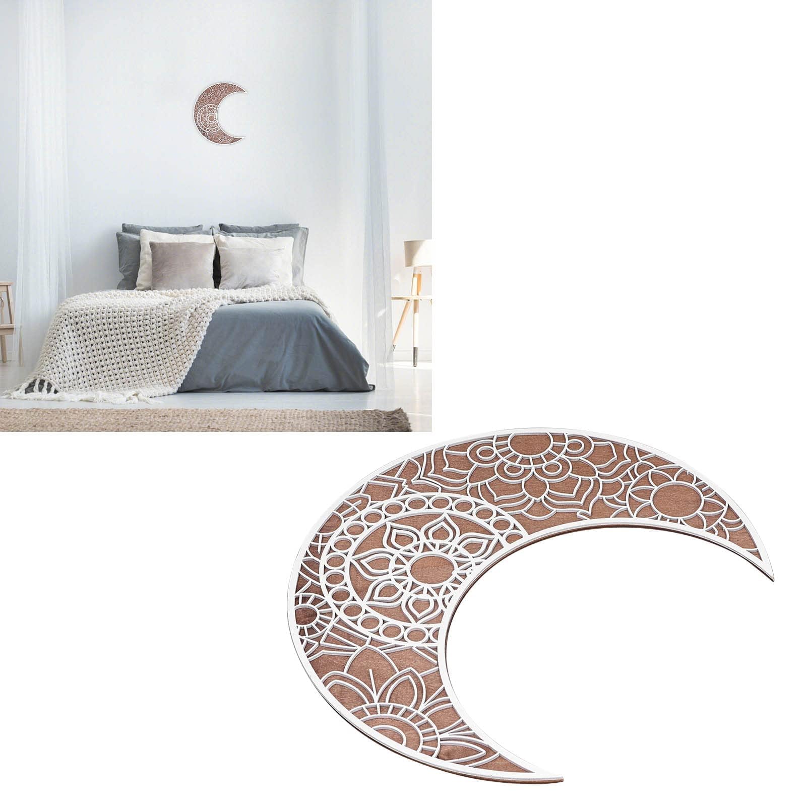 LUPATDY Lot De 3 Décorations Murales Phases De Lune Bohème - Bois 17x30 Cm