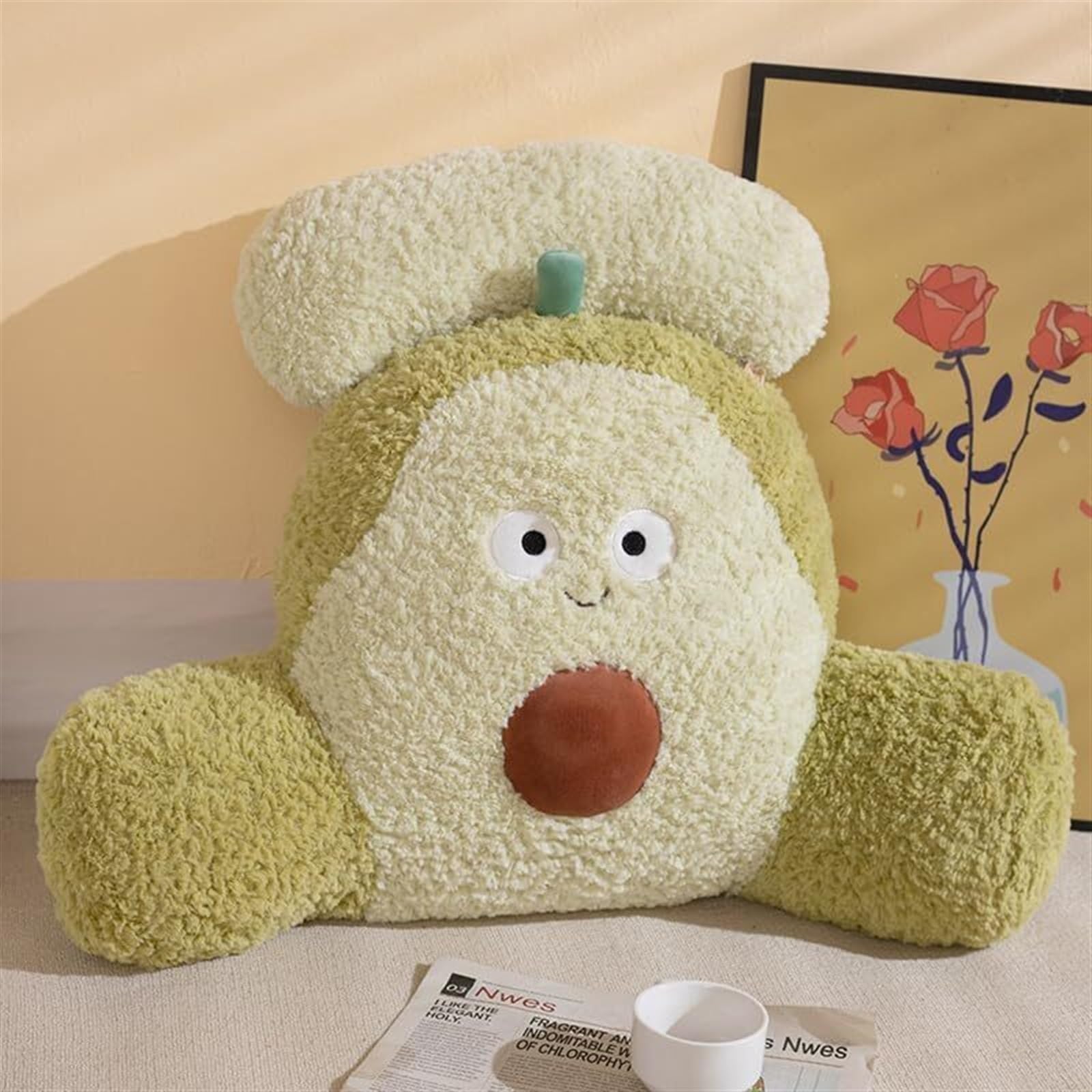 MYXJX back support cushion, Pillow Cartoon Plush Back Support Cushion For Sofa Chair Backrest Waist Cushions(Green)