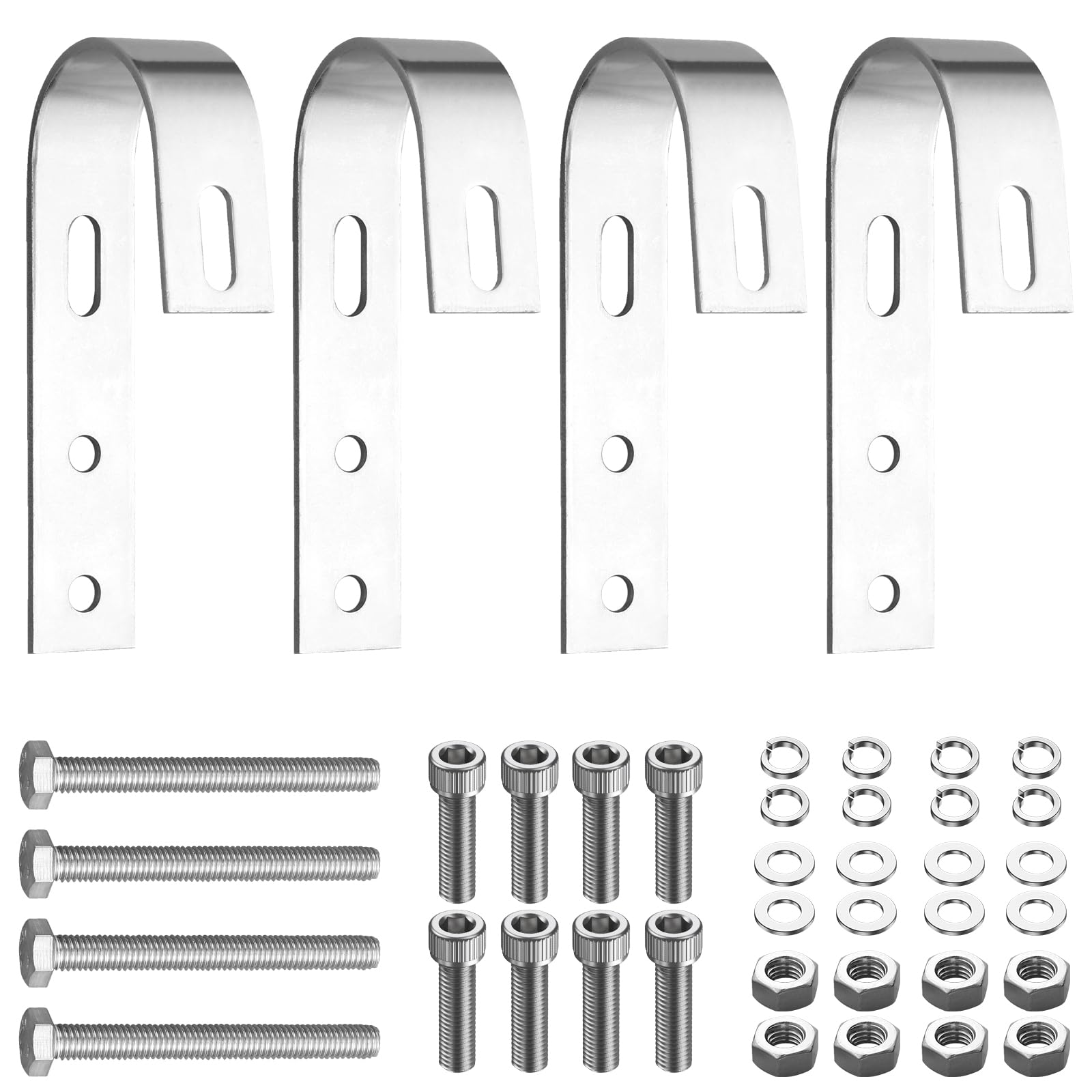 Anbte 4PCS Crochets de Fixation pour Panneaux Solaires | Crochets de Montage en Acier Inoxydable 304, Adapté à Panneaux Solaires pour Fixation, Balcon, Camping-Cars, Bateaux, Argent