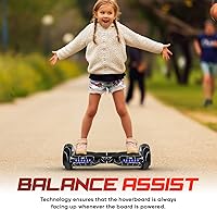 Vista 6 de Hoverboard con patrón de araña para niños de 6 a 12 años, con altavoz Bluetooth y luces LED, tabla deslizante de 6.5 pulgadas, certificado de Negro